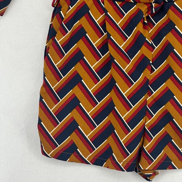 Forever 21 Romper Women Size S Multicolor Short Sleeve Geometric Tie Waist - Picture 7 of 15